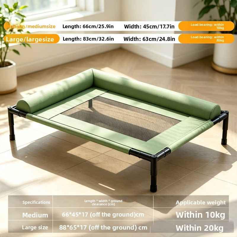 Elevated Breathable Pet Camping Bed – Foldable & Portable - Dog Beds & Furniture - TinPaw - Military Green Leather - Small - SUPEFDB00002 - A4