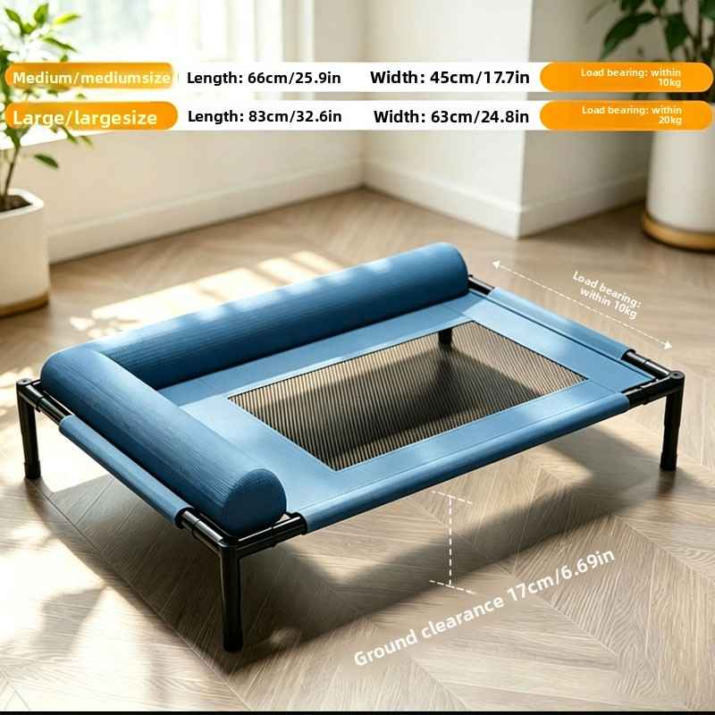 Elevated Breathable Pet Camping Bed – Foldable & Portable - Dog Beds & Furniture - TinPaw - Navy Blue Velvet - Small - SUPEFDB00002 - A8