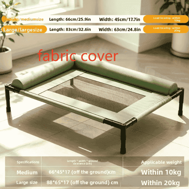 Elevated Breathable Pet Camping Bed – Foldable & Portable - Dog Beds & Furniture - TinPaw - Military Green Fabric - Large - SUPEFDB00002 - AH