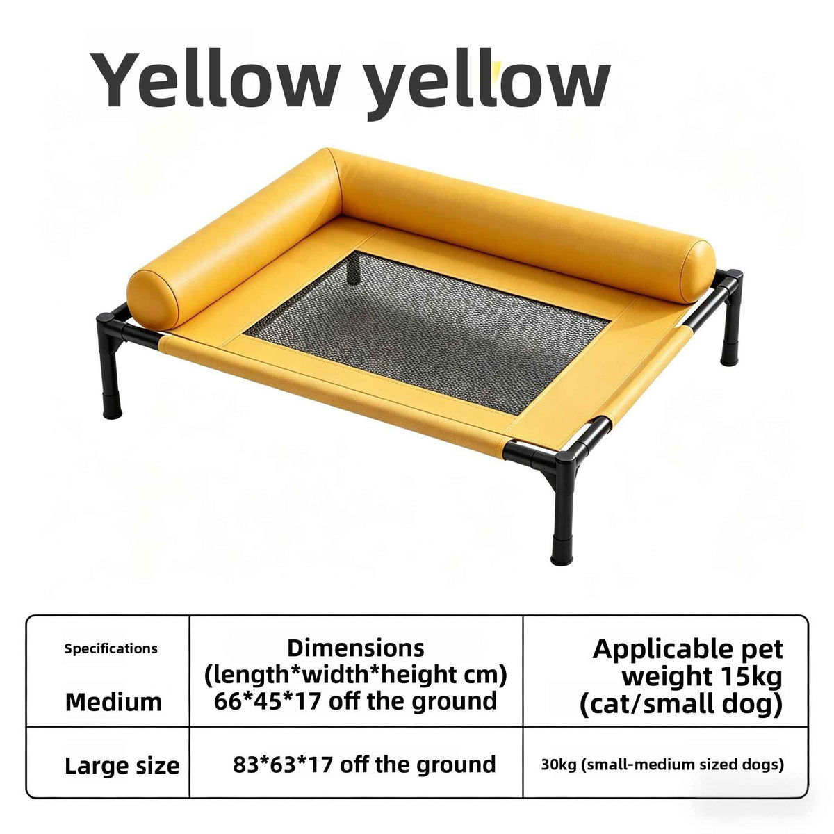 Elevated Dog Camping Bed – Breathable & Washable - Dog Beds & Furniture - TinPaw - Yellow - Medium size - SUPEFDB00008 - A6