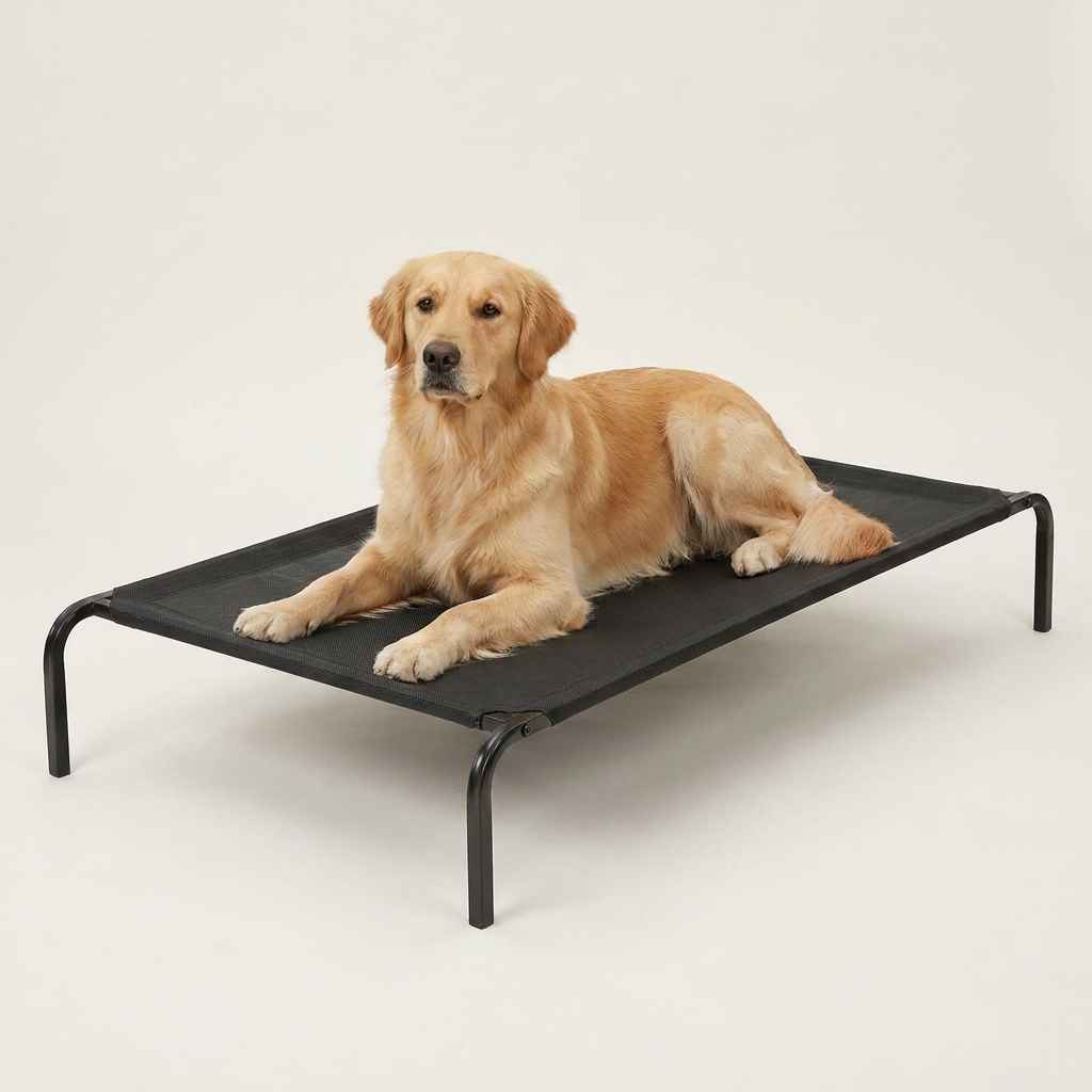 Elevated Iron Frame Dog Bed With Breathable Cover - Dog Beds & Furniture - TinPaw