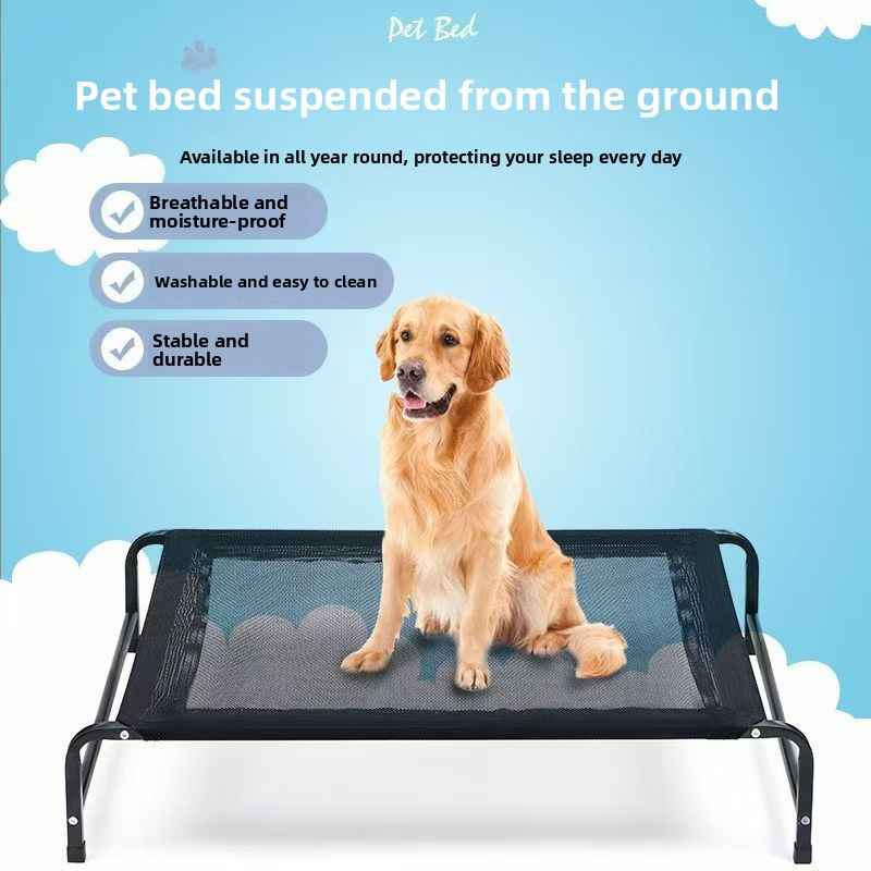 Elevated Iron Frame Dog Bed With Breathable Cover - Dog Beds & Furniture - TinPaw