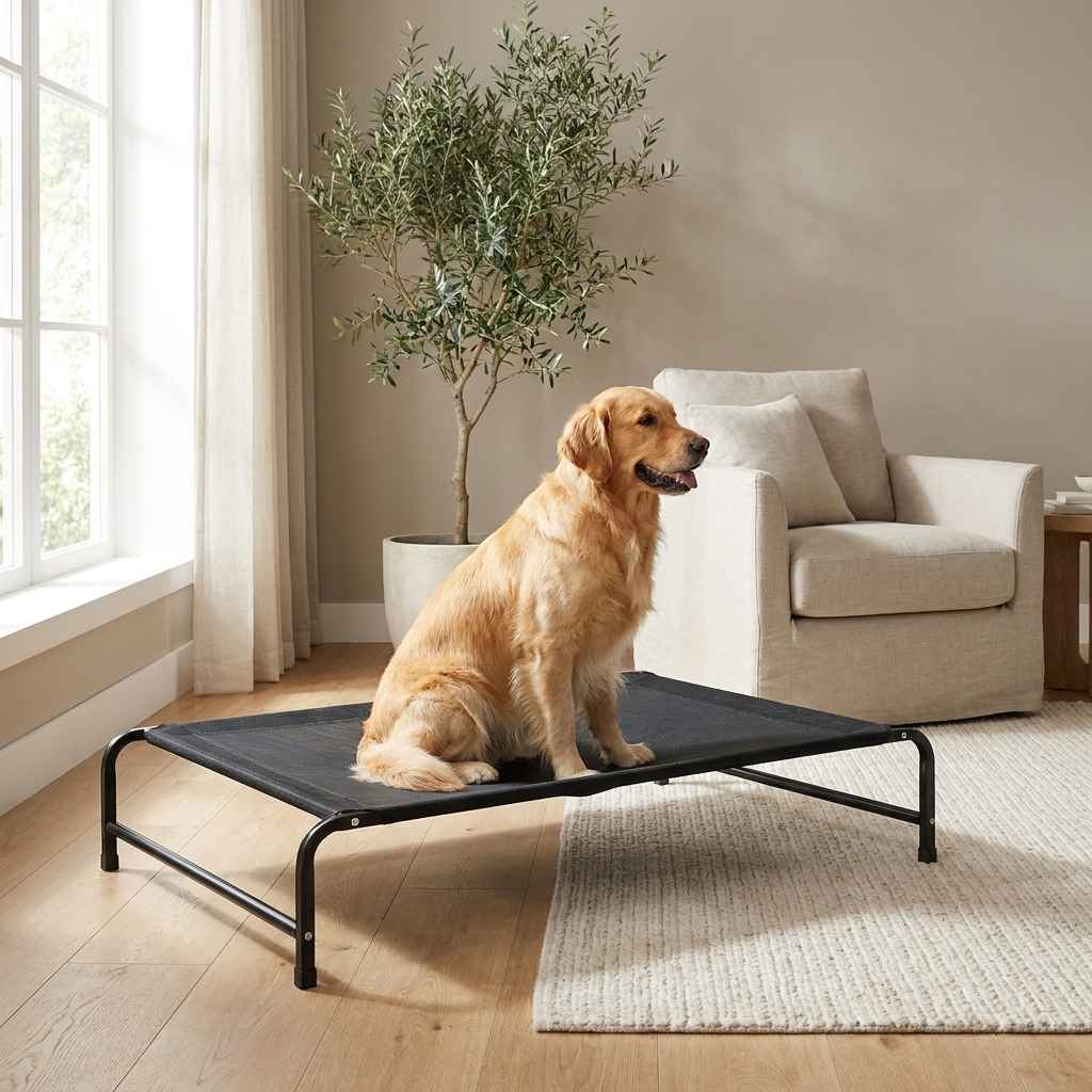 Elevated Breathable Pet Camping Bed – Foldable & Portable - Dog Beds & Furniture - TinPaw