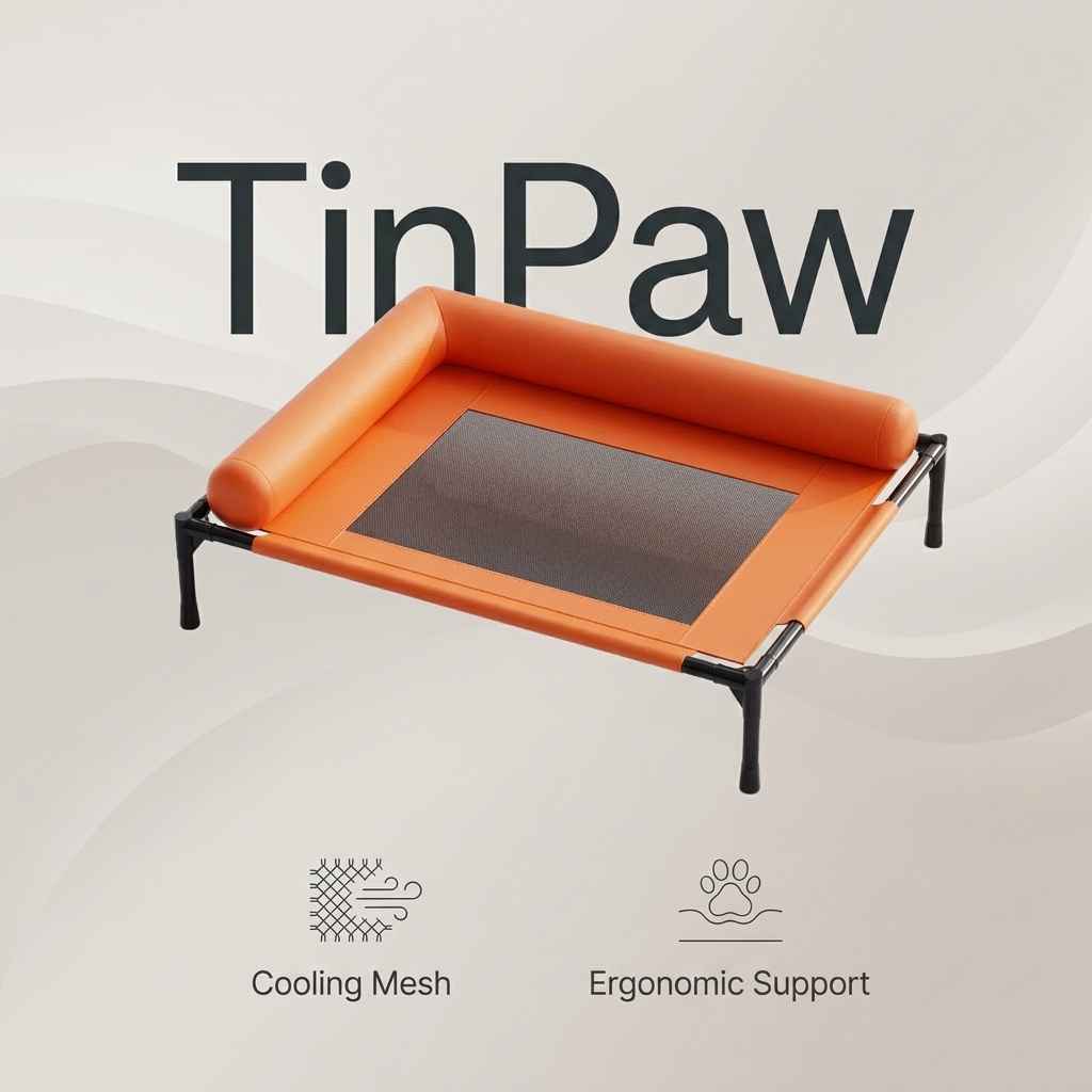 Elevated Outdoor Dog Camping Bed – Breathable & Waterproof - Dog Beds & Furniture - TinPaw - Orange - Large - SU00365379 - Orange - Large