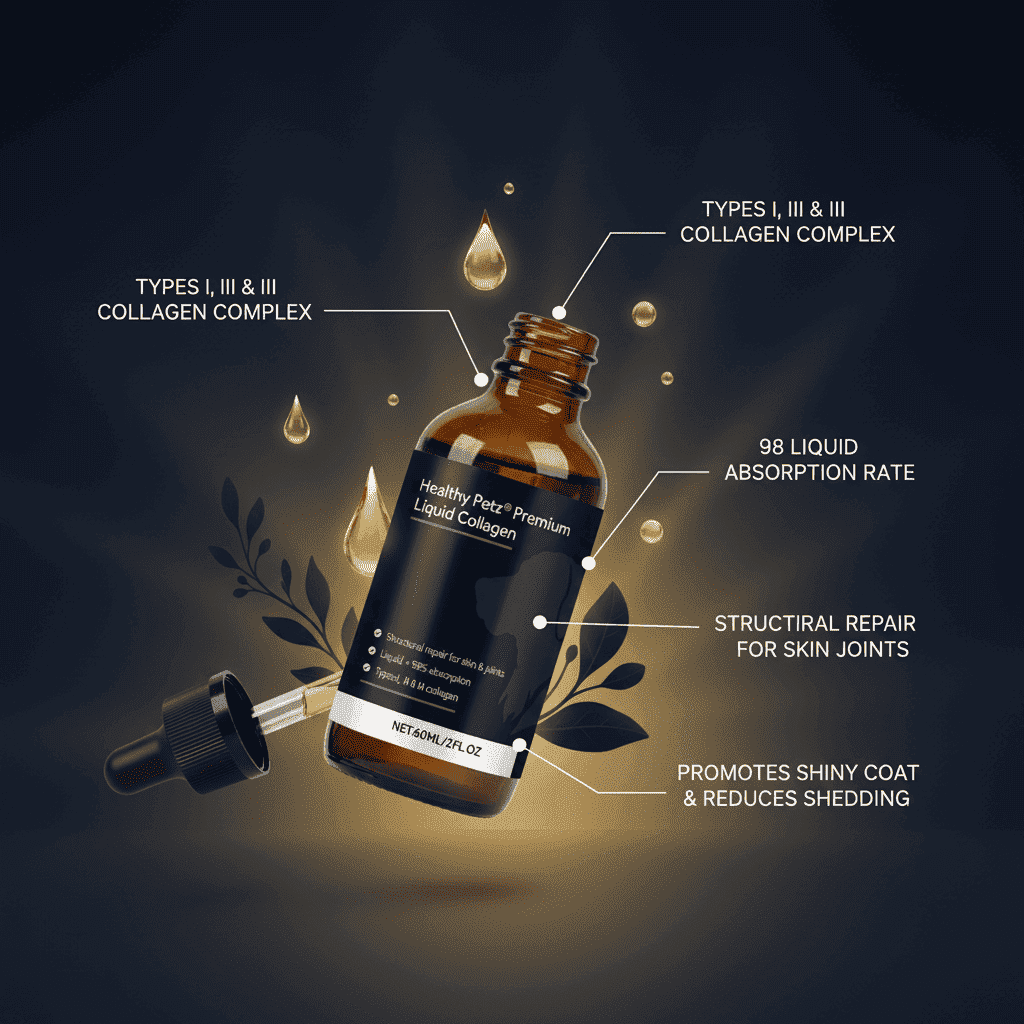 Liquid Collagen Pet Hair Supplement Drops 60 ml - Dog Health - TinPaw