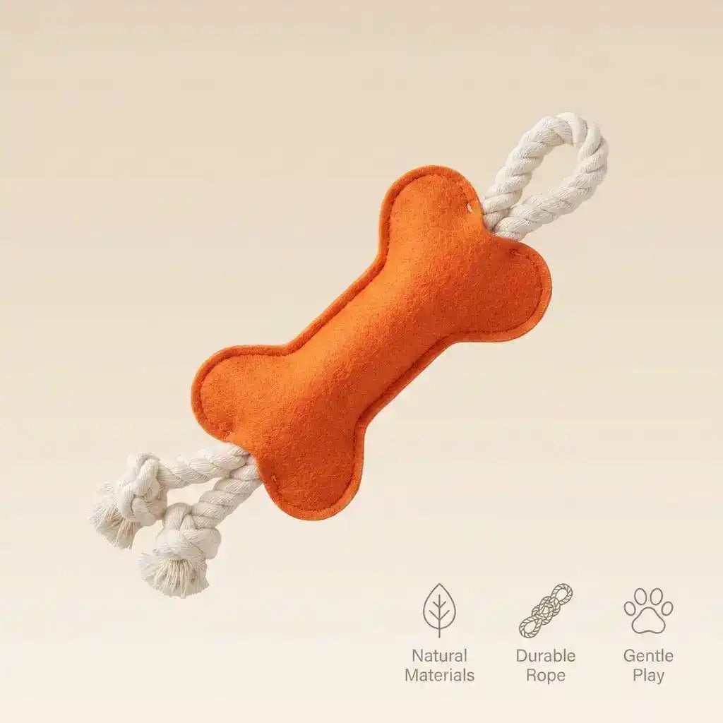 Felt Bone Dog Chew Toy – Soft Dental Play Toy - Dog Toys - TinPaw