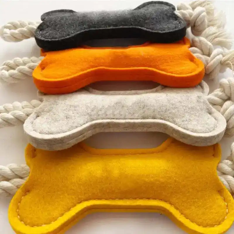 Felt Bone Dog Chew Toy – Soft Dental Play Toy - Dog Toys - TinPaw