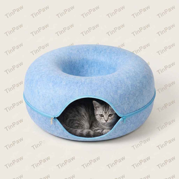 Felt Donut Dog Bed With Hole – Semi - Enclosed Calm Nest - Dog Beds & Furniture - TinPaw