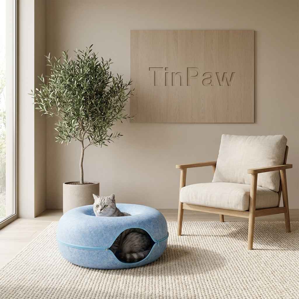 Felt Donut Dog Bed With Hole – Semi - Enclosed Calm Nest - Dog Beds & Furniture - TinPaw