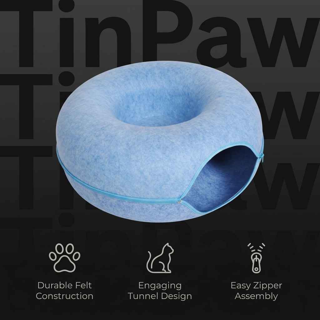 Felt Donut Dog Bed With Hole – Semi - Enclosed Calm Nest - Dog Beds & Furniture - TinPaw