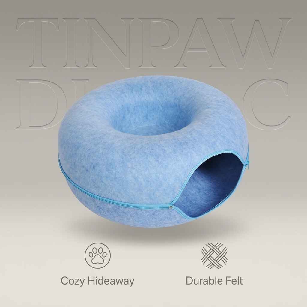 Felt Donut Dog Bed With Hole – Semi - Enclosed Calm Nest - Dog Beds & Furniture - TinPaw