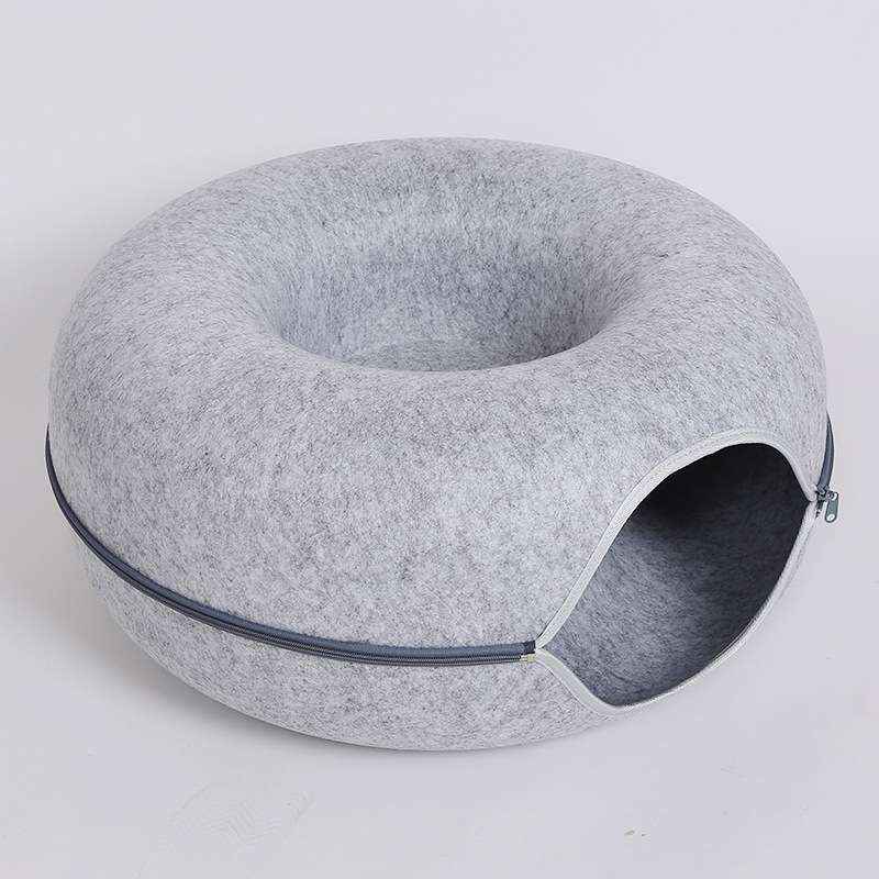 Felt Donut Dog Bed With Hole – Semi - Enclosed Calm Nest - Dog Beds & Furniture - TinPaw