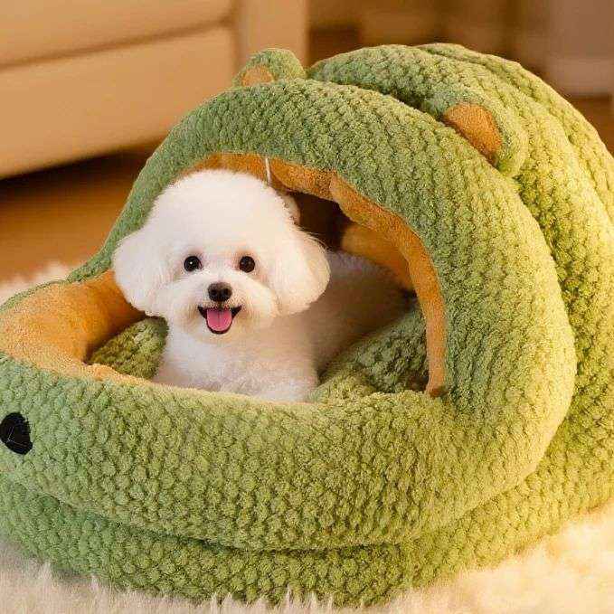 Flannel Semi - Enclosed Pet Bed – Warm Cozy Nest - Dog Beds & Furniture - TinPaw