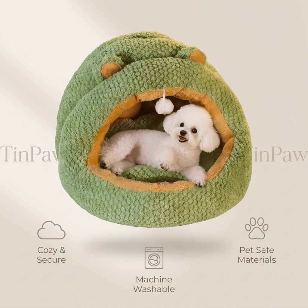 Flannel Semi - Enclosed Pet Bed – Warm Cozy Nest - Dog Beds & Furniture - TinPaw
