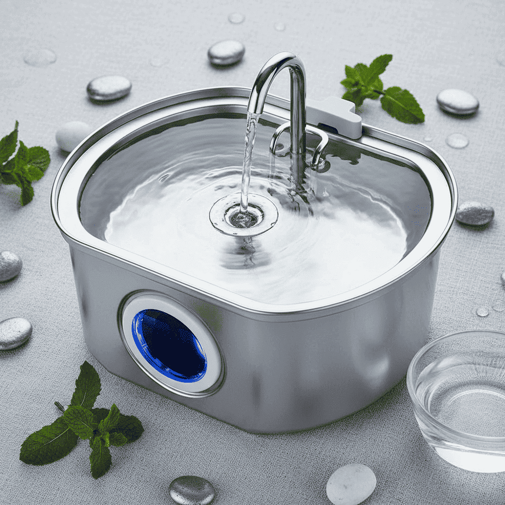 Stainless Steel Cat Water Fountain 3.2L – Ultra - Quiet - Automatic Pet Feeder - TinPaw - 3.2L Phantom Faucet RoundWindow - JP Plug USB - SU00117802 - 3.2L Phantom Faucet RoundWindow - JP Plug USB
