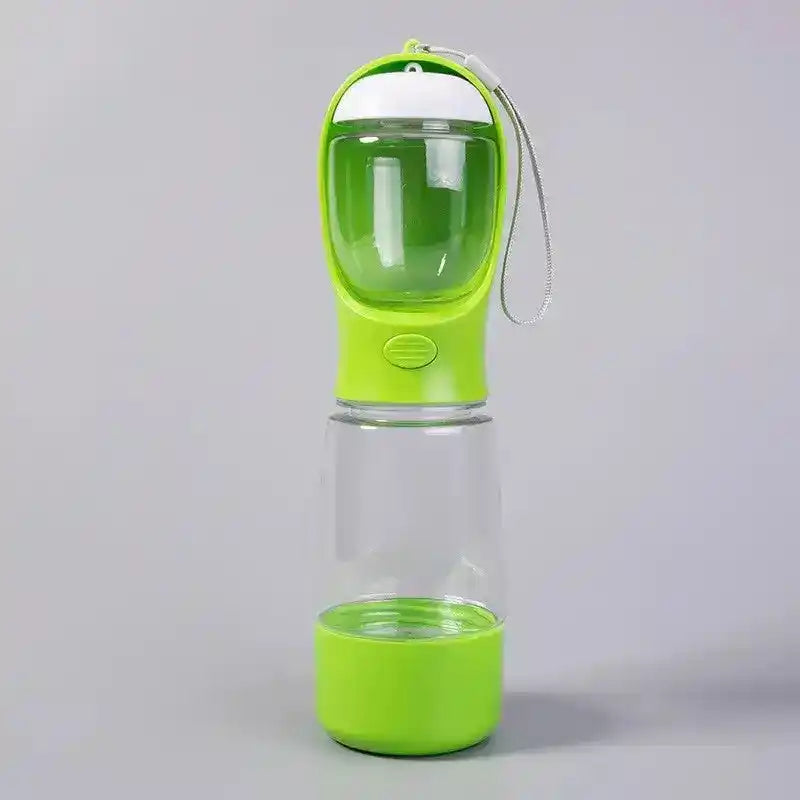 Green and clear portable water bottle with white cap and wrist strap | PicSEO 1786063239638