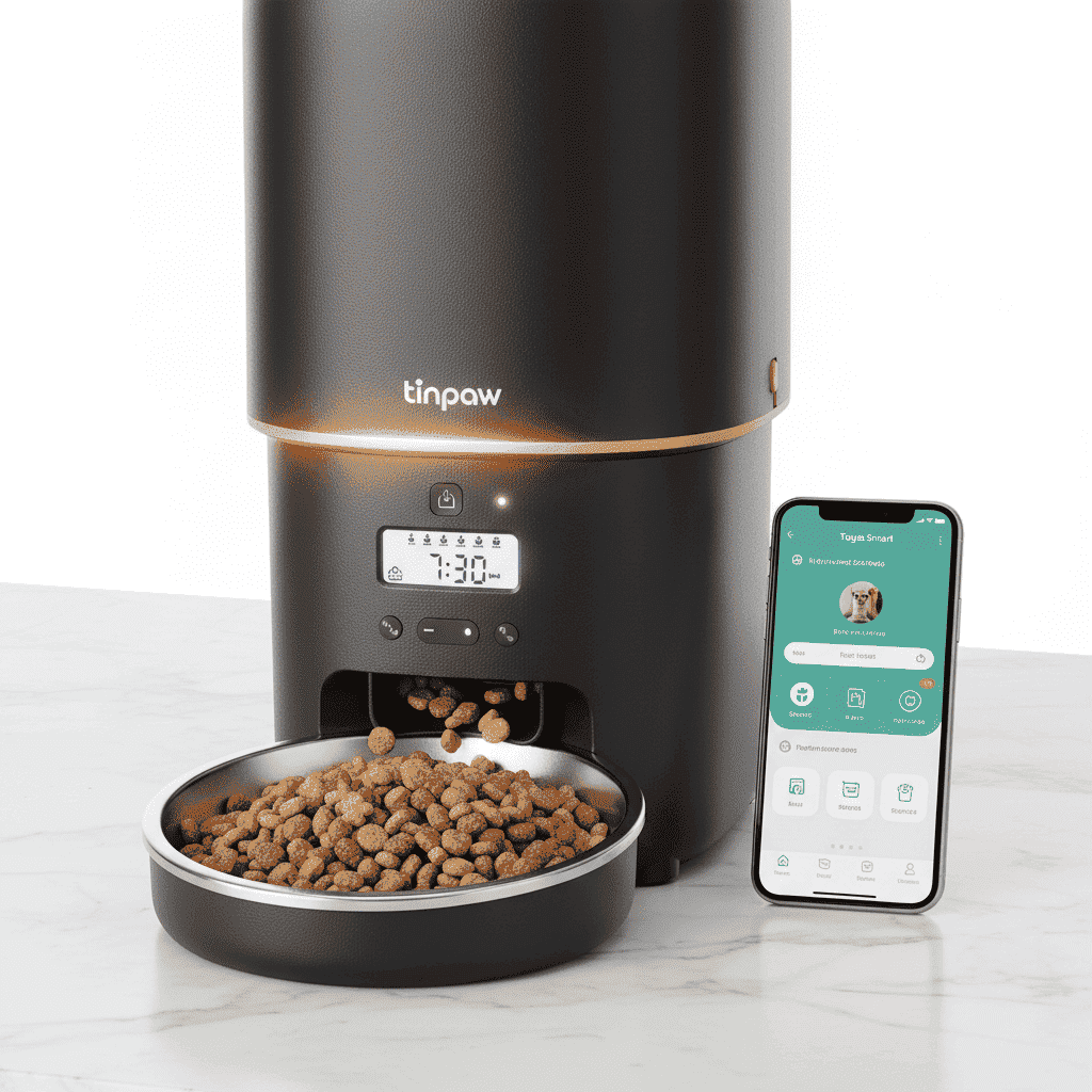 Automatic Pet Feeder With WiFi Camera Monitoring - Automatic Pet Feeder - TinPaw - Video Model - Black 2L - SU00087890 - Video Model - Black 2L