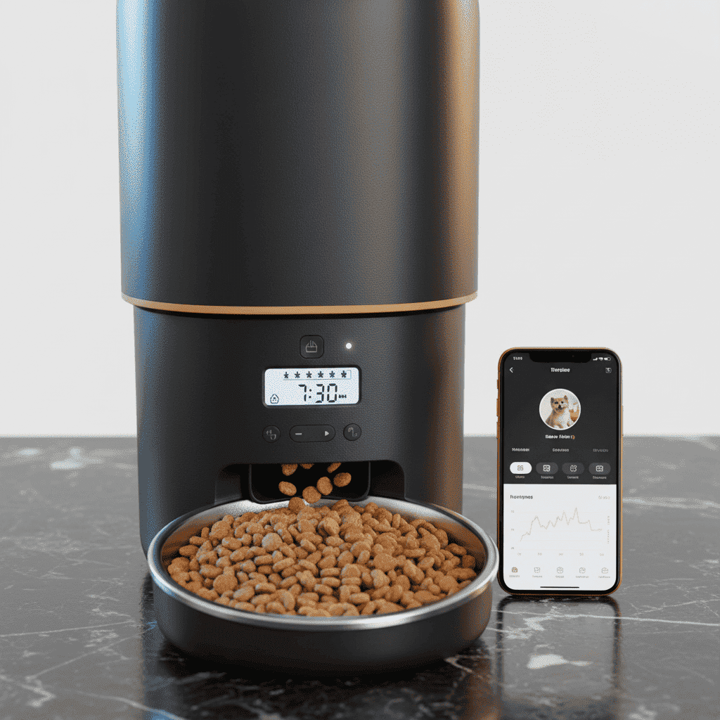 Automatic Pet Feeder With WiFi Camera Monitoring - Automatic Pet Feeder - TinPaw - Video Model - Black 4L - SU00087890 - Video Model - Black 4L
