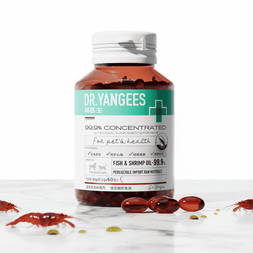 Krill fish oil capsules bottle with white cap and red softgels, teal front label