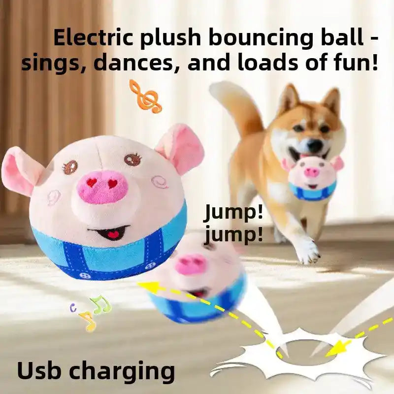 Interactive Jumping Dog Ball Toy – Squeak & Music - Dog Toys - New