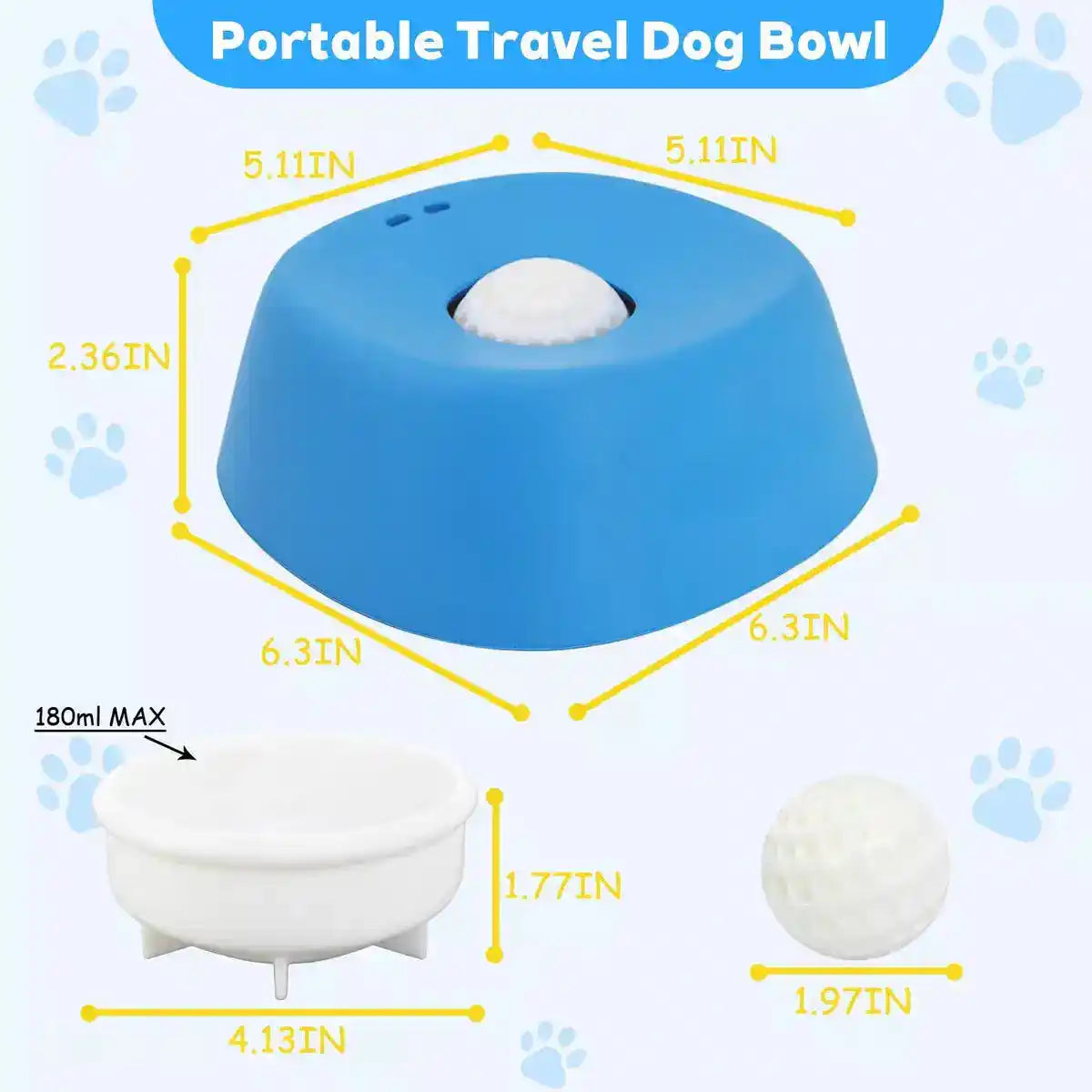 Large Slow Feed Dog Bowl With Interactive Rolling Ball - Slow Feeding Bowl - TinPaw