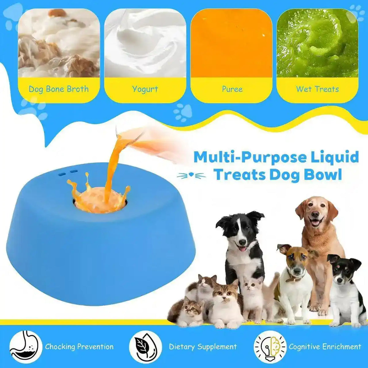 Large Slow Feed Dog Bowl With Interactive Rolling Ball - Slow Feeding Bowl - TinPaw