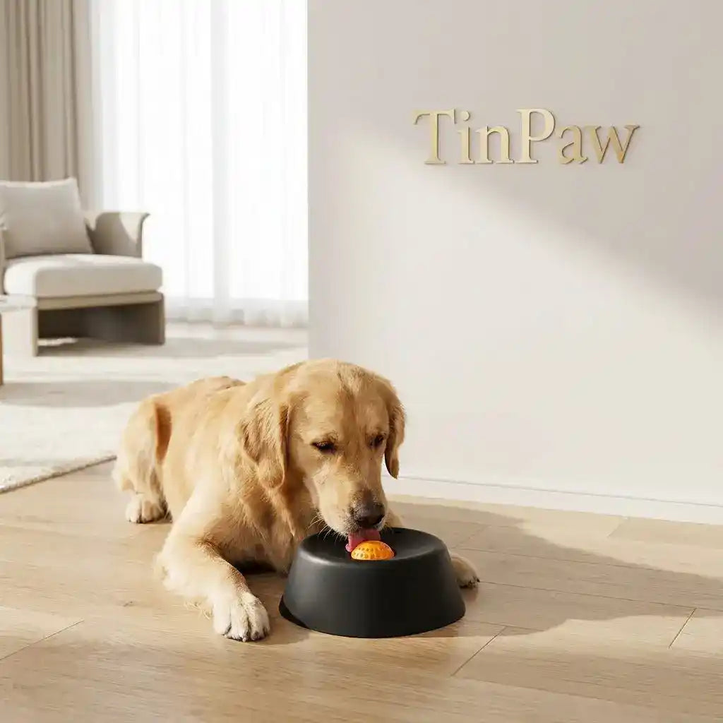 Large Slow Feed Dog Bowl With Interactive Rolling Ball - Slow Feeding Bowl - TinPaw