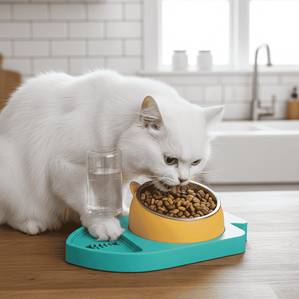 Fish - Shaped Pet Feeder And Water Dispenser – 3 - in - 1 - Slow Feeding Bowl - TinPaw