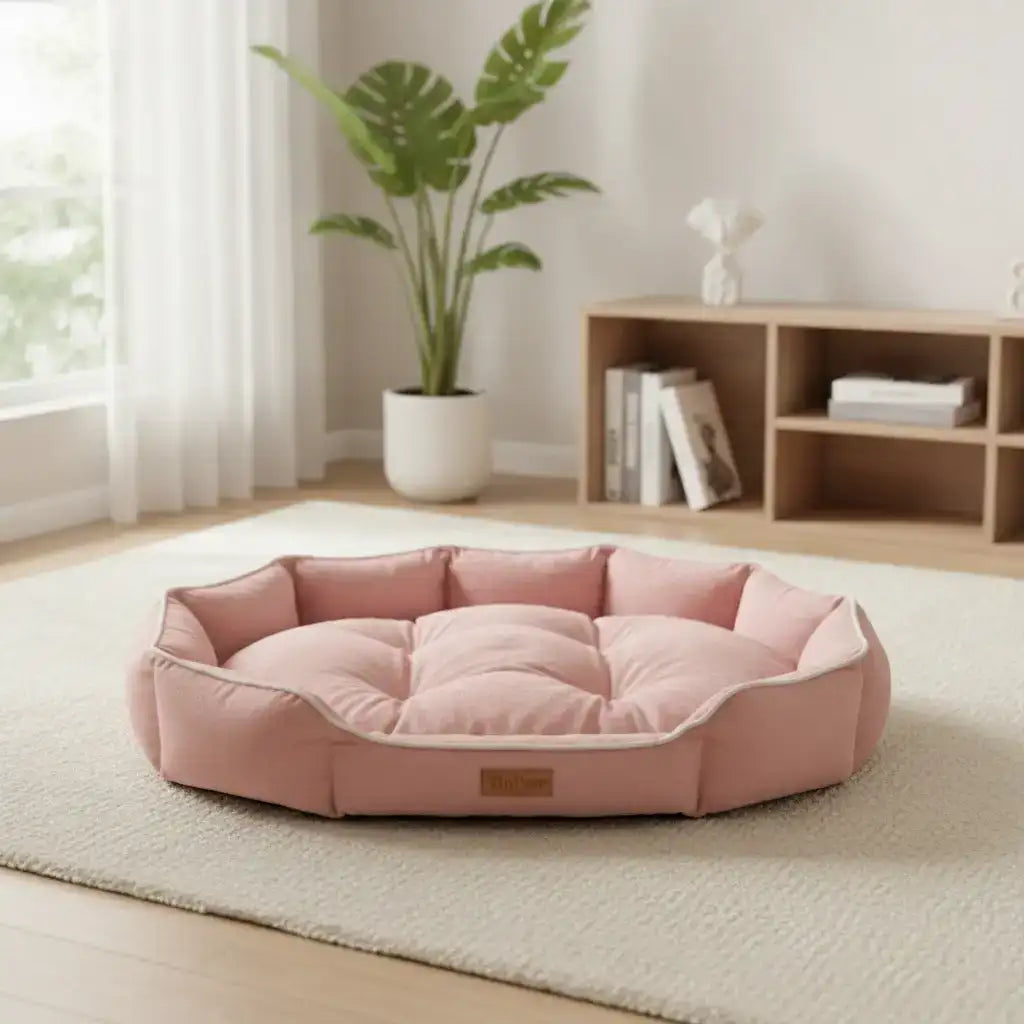 Oval Faux Suede Dog Bed – Washable | Oval Faux Suede Dog Bed Machine Wash | TinPaw