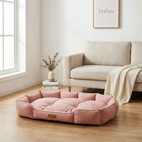 Oval Faux Suede Dog Bed – Bite - Resistant & Washable - Dog Beds & Furniture - TinPaw