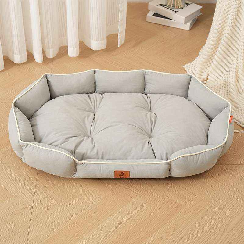 Oval Faux Suede Dog Bed – Bite - Resistant & Washable - Dog Beds & Furniture - TinPaw - Oval Light Gray - 50x38x11cm - SU00346936 - Oval Light Gray - 50x38x11cm