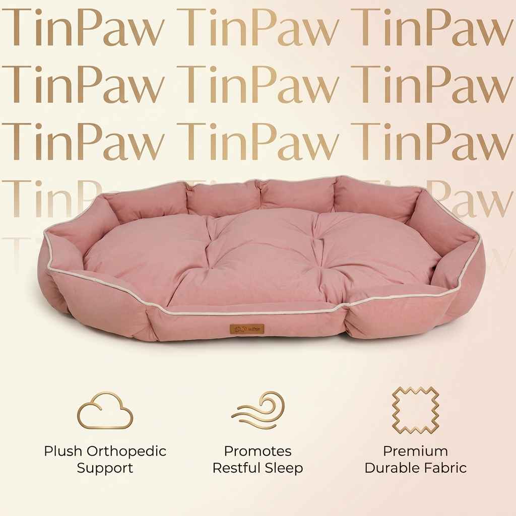Oval Faux Suede Dog Bed – Bite - Resistant & Washable - Dog Beds & Furniture - TinPaw