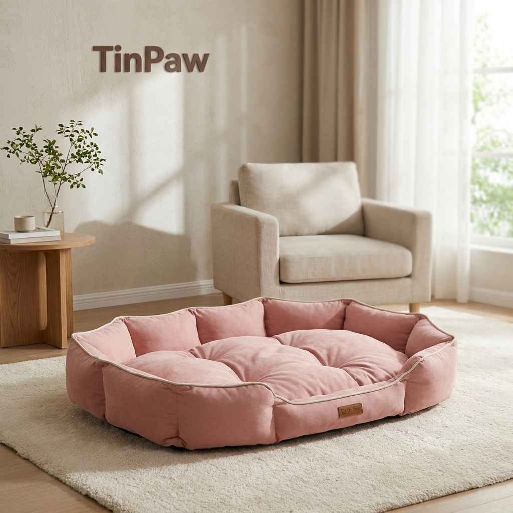 Oval Faux Suede Dog Bed – Bite - Resistant & Washable - Dog Beds & Furniture - TinPaw