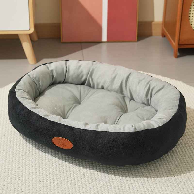 Oval Plush Dog Bed With Fleece Lining & Waterproof Base - Dog Beds & Furniture - TinPaw