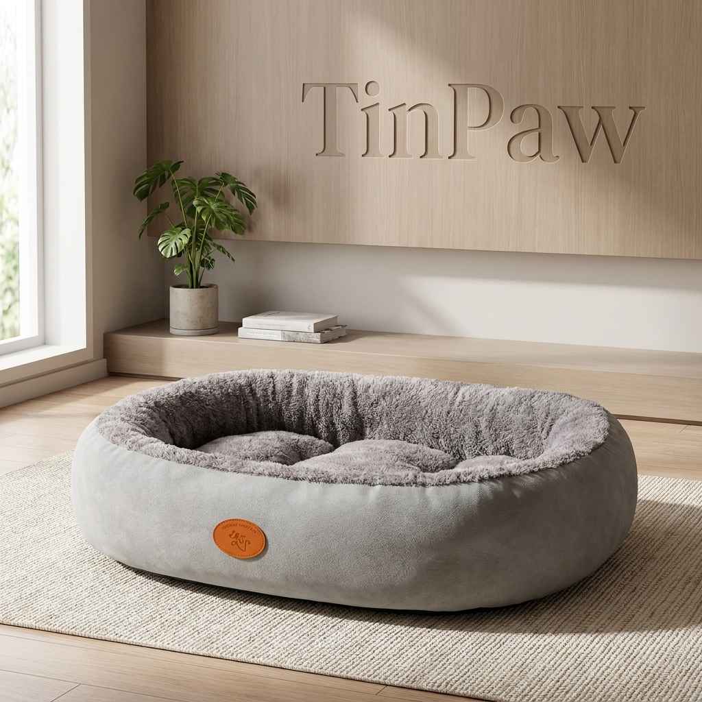 Oval Plush Dog Bed With Fleece Lining & Waterproof Base - Dog Beds & Furniture - TinPaw - Emerald Green Oval Default - XXL 100x78x24cm - SUPEFDB00001 - B8
