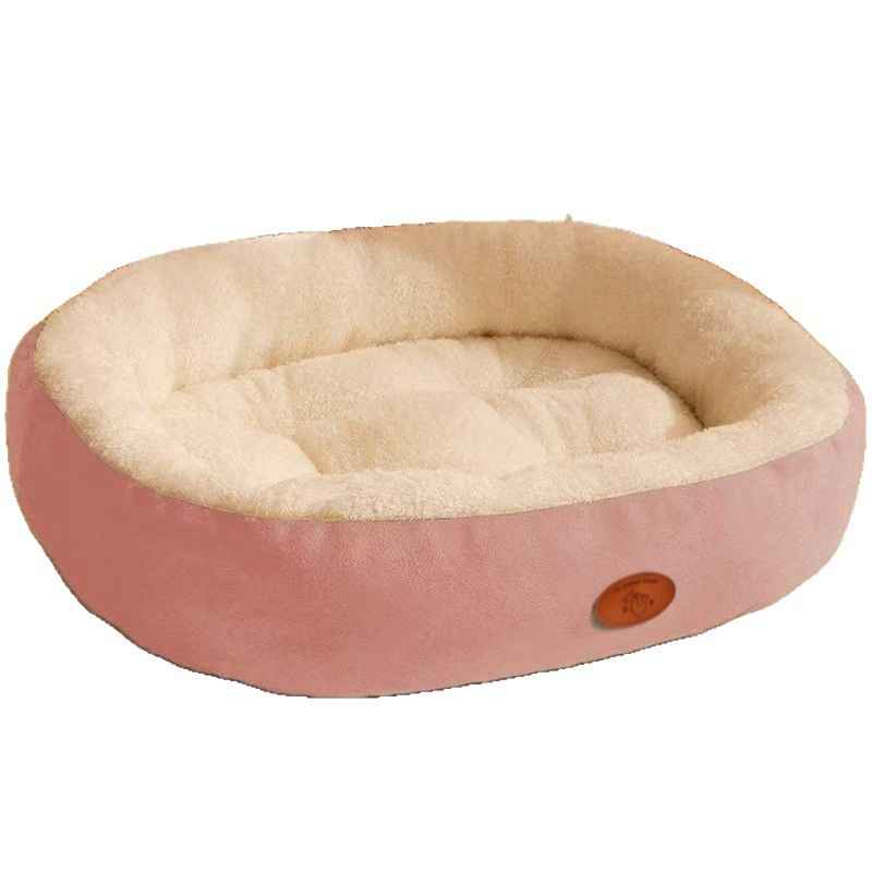 Oval Plush Dog Bed With Fleece Lining & Waterproof Base - Dog Beds & Furniture - TinPaw