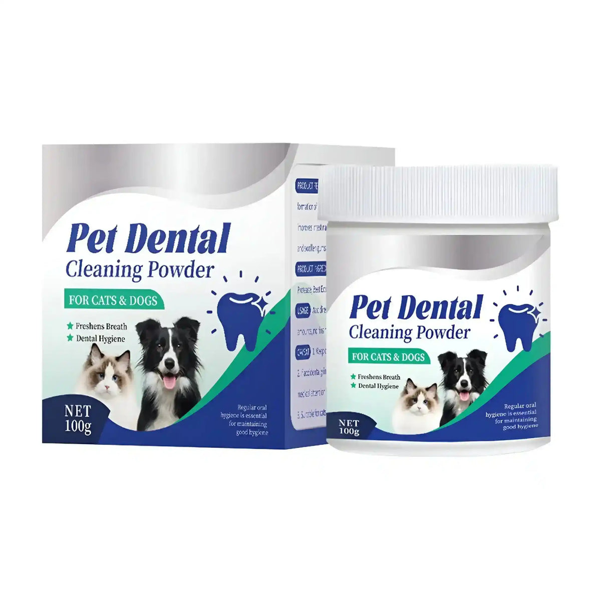 Pet Dental Cleaning Powder – Fresh Breath & Plaque Care - Dog Health - TinPaw - Pet Algae Beef Dental Powder Blue Box - SU00352356 - Pet Algae Beef Dental Powder Blue Box