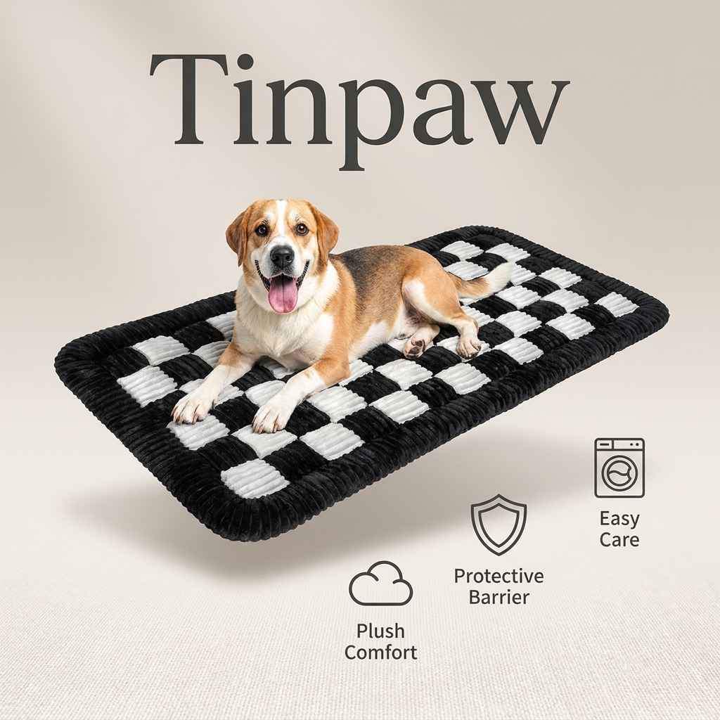 Plush Checkerboard Dog Mat – Warm Sofa & Floor Bed - Dog Beds & Furniture - TinPaw