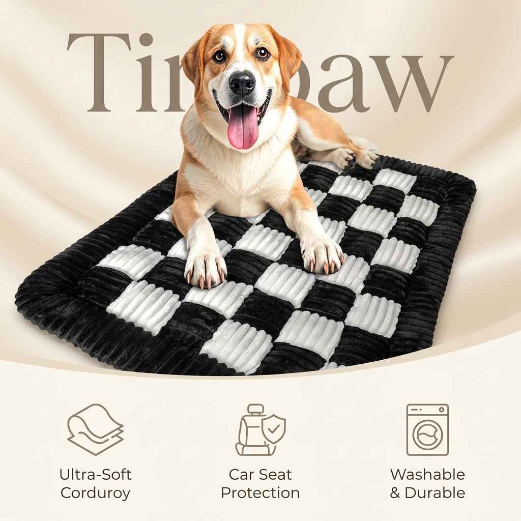 Plush Checkerboard Dog Mat – Warm Sofa & Floor Bed - Dog Beds & Furniture - TinPaw