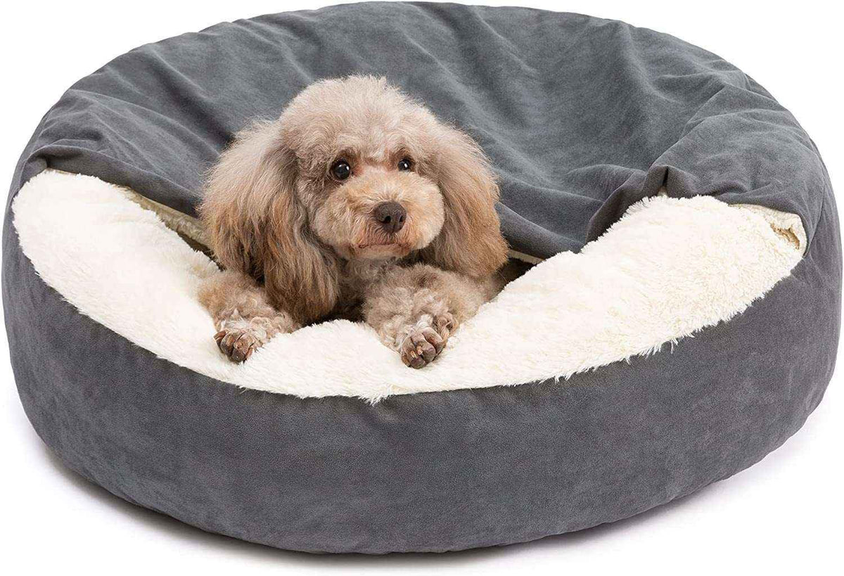 Plush Enclosed Pet House with Blanket & Cover - Dog Beds & Furniture - TinPaw - Gray Beige - M 70x70cm - SU00140426 - Gray Beige - M 70x70cm