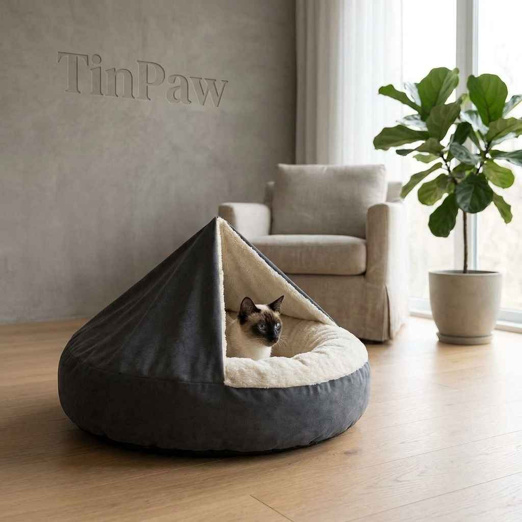 Plush Enclosed Pet House with Blanket & Cover - Dog Beds & Furniture - TinPaw