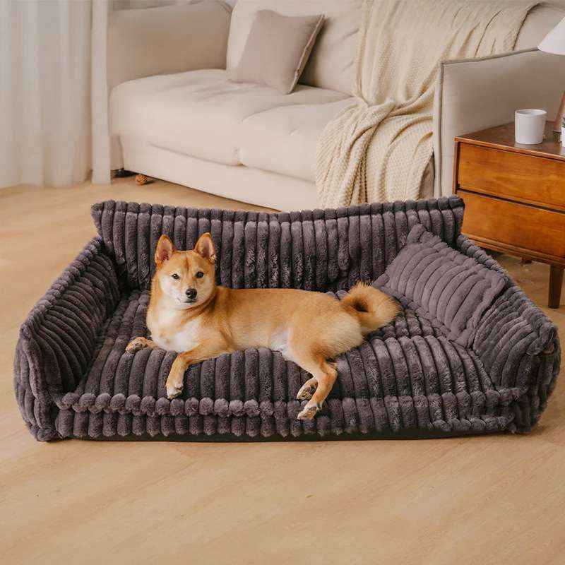 Plush Pet Sofa Bed Kennel for Dogs and Cats - Dog Beds & Furniture - TinPaw - Dark Brown - L 80x57x33cm - SU00345603 - Dark Brown - L 80x57x33cm