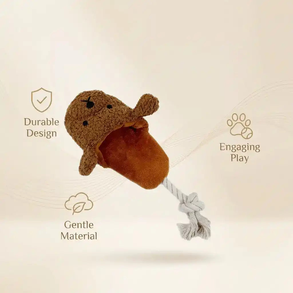 Plush Squeaky Dog Slipper Toy