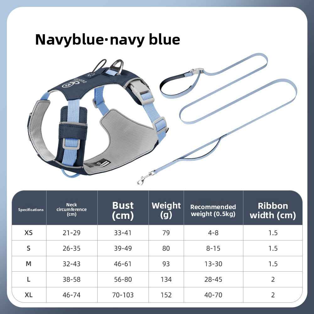 Reflective Outdoor Dog Harness – Waterproof & Adjustable - Dog Gear - TinPaw - Navy blue  traction rope 2.2m - XL - SU00364418 - Navy blue  traction rope 2.2m - XL