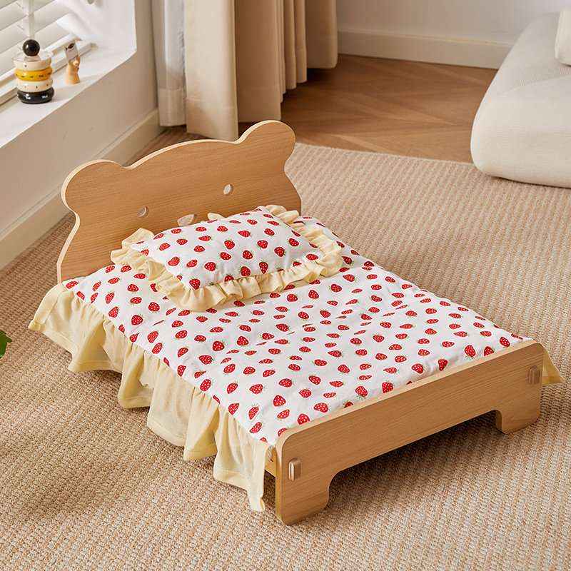 Removable Washable Pet Bed For Small Dogs & Cats - Dog Beds & Furniture - TinPaw - Bear Bed Full Set Strawberry - M - SU00135493 - Bear Bed Full Set Strawberry - M