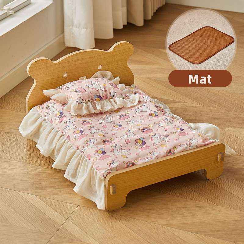 Removable Washable Pet Bed For Small Dogs & Cats - Dog Beds & Furniture - TinPaw - White Bear Bed Full Set+Cooling Mat Pony - M - SU00135493 - White Bear Bed Full Set+Cooling Mat Pony - M