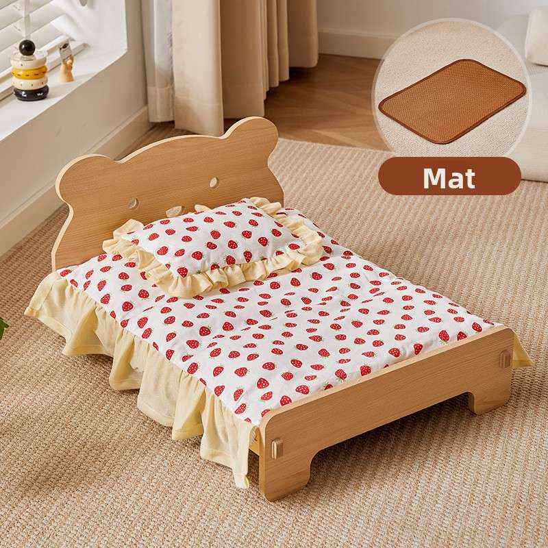 Removable Washable Pet Bed For Small Dogs & Cats - Dog Beds & Furniture - TinPaw - Bear Bed Full Set+Cooling Mat Strawberry - L - SU00135493 - Bear Bed Full Set+Cooling Mat Strawberry - L
