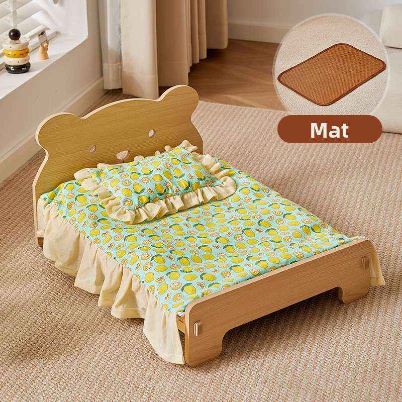 Removable Washable Pet Bed For Small Dogs & Cats - Dog Beds & Furniture - TinPaw - Bear Bed Full Set+Cooling Mat Lime Green - L - SU00135493 - Bear Bed Full Set+Cooling Mat Lime Green - L