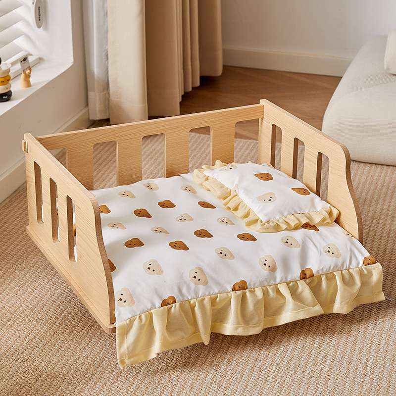 Removable Washable Pet Bed For Small Dogs & Cats - Dog Beds & Furniture - TinPaw - Crib Bed Full Set Bear - L - SU00135493 - Crib Bed Full Set Bear - L