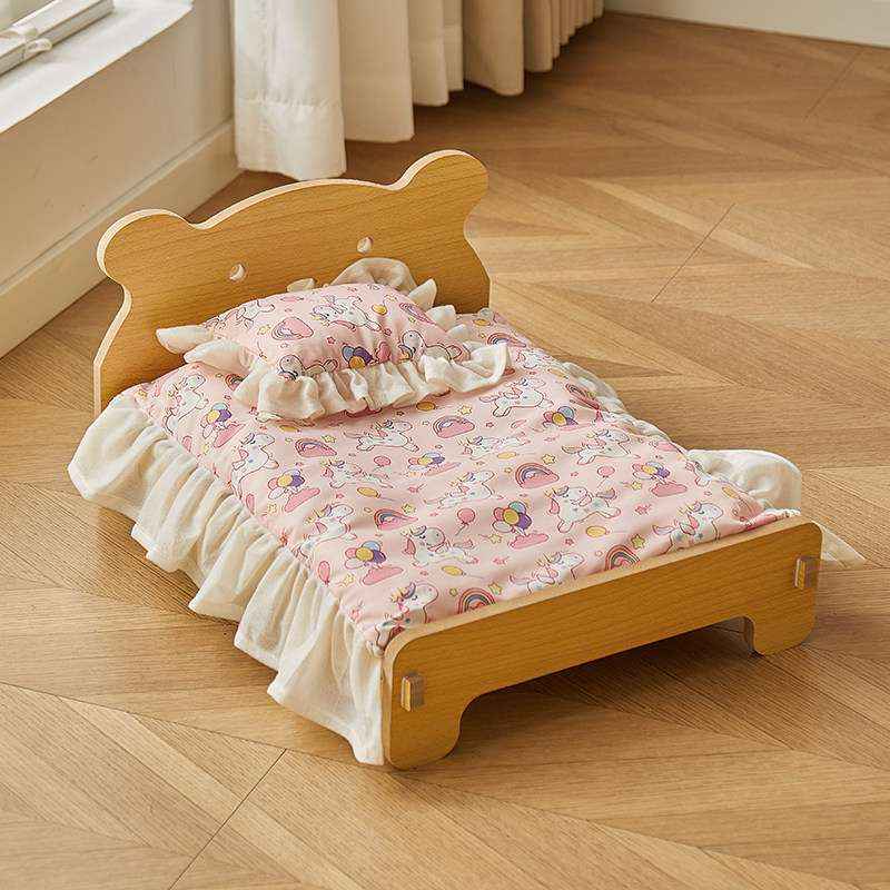 Removable Washable Pet Bed For Small Dogs & Cats - Dog Beds & Furniture - TinPaw - Off - White Bear Bed Full Set Rainbow Pony - L - SU00135493 - Off - White Bear Bed Full Set Rainbow Pony - L